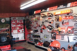 The walls at Dave's display handheld equipment as well as safety products such as eyewear and gloves.