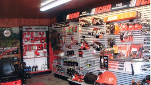 The walls at Dave's display handheld equipment as well as safety products such as eyewear and gloves.