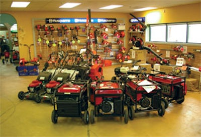 The fastest-moving parts are showcased on a wall display as customers enter the second tier of the showroom.