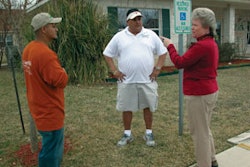Loyal customers such as Rick Dean of Creston Ridge and Pam O'Banion of Alpha Barnes (pictured) have helped Certified Lawn & Landscape kick-start sales growth. At right is Jon Zertuche, with son-in-law Jon Oyervides on the left.