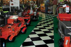 Checkerboard walkways direct customers around the showroom.