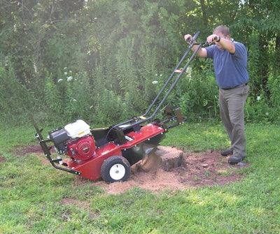 MacKissic's Mighty Mac Stump Cutter features adjustable handlebars, among other important features.