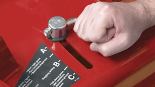 Toro’s Turbo Force Deck features an adjustable baffle. Adjustments are made easy by the cam-style lever on top of the deck; just twist it around and hold it down. Three primary settings are offered: •A – short, light grass; dry conditions; for smaller clippings •B – use when bagging •C – tall, dense grass; wet conditions; lowers engine consumption; increased ground speed in heavy conditions “Contractors often mentally mark where they want to set it,” says Toro’s Edric Funk. “Many use a B+ position, but when the grass is a little wispy they may shift to an A-. The point is that, for different times of year and different mowing conditions, it’s important to have flexibility.”