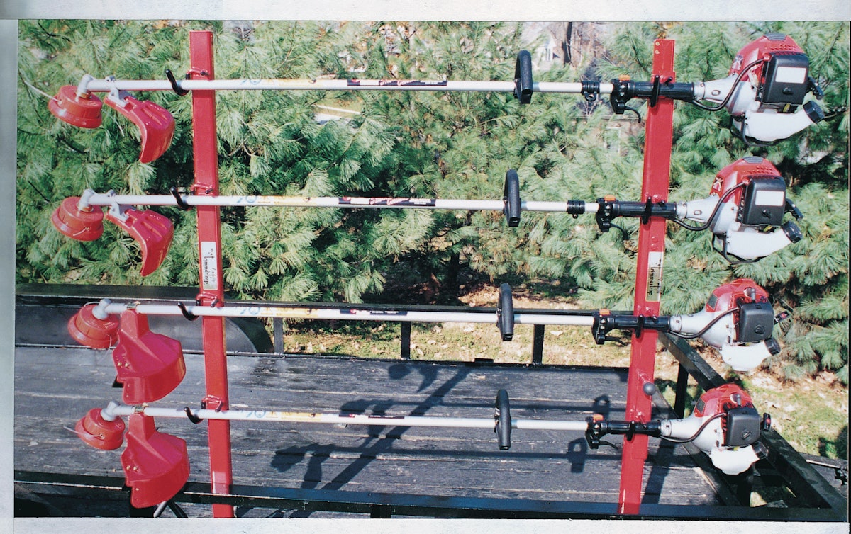 TT-2 Trimmer Rack From: TrimmerTrap Inc. | Green Industry Pros