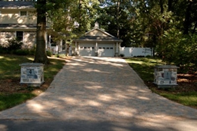 Leftover pavers from several projects create special blend for new drive.