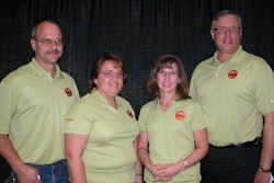 Dealers in Excellence winners Jesse and Sandy Laffely of Brunswick Home & Garden, and Nancy and Scott Jardine of Arn's Equipment.