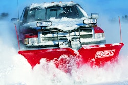 The Boss Snowplow v-plow can be multi-positioned for different-sized jobs, making it a popular choice for contractors who work in both large open spaces and tighter properties.