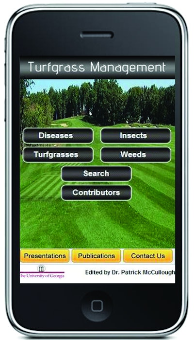 Turfgrass Management Application Design. The figure shows the main page on the Iphone.