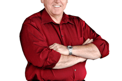 Bob Clements standing red shirt