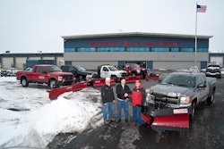 From left: Greg Krahenbuhl, vice president of operations/principal, Monroe Truck Equipment; prize winner Ron Bucci; Jerry Bollard, regional sales manager for The Boss Snowplow.