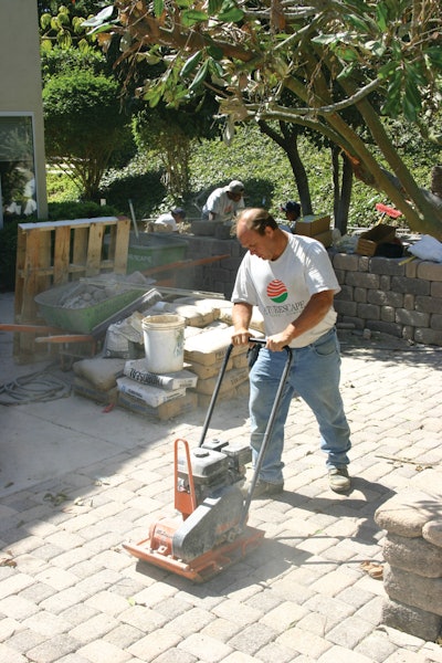 A 5,000-pound plate compacter should provide plenty of force. Some contractors try 2,500-pounders, but that's often not enough.