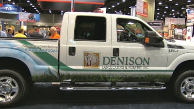 Denison Landscaping's propane-fueled Ford F-250 was on display at GIE+EXPO 2011 in Louisville.