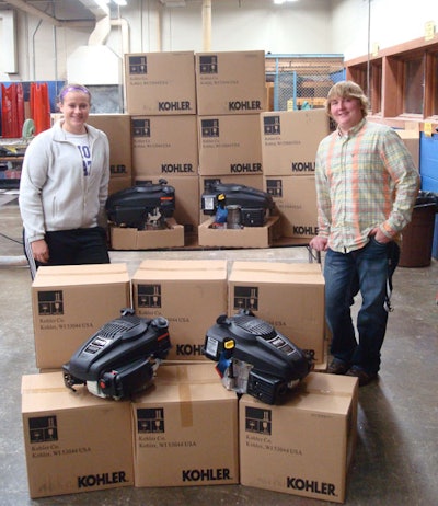 High school students from Fall Creek, WI, are thrilled with their shipment of Kohler engines.