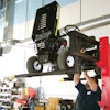 Equipment lifts help technicians to work quickly and independently.