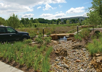 The Novus SITES pilot project features stormwater retention features, and is a great example of how designer and maintenance contractor can work together to develop a sustainable landscape. Visit www.sustainablesites.org for more information on SITES.