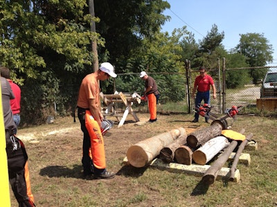 Dealers had the opportunity to try out efco brand products such as chainsaws.