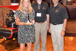 Pat Capucci (right), president and CEO of Schiller Grounds Care, Dave Navroth (center), director of sales for Schiller Grounds Care, Laurie Workman (left), national sales and marketing manager, Echo Power Equipment (Canada)