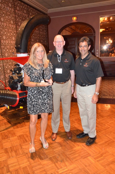 Pat Capucci (right), president and CEO of Schiller Grounds Care, Dave Navroth (center), director of sales for Schiller Grounds Care, Laurie Workman (left), national sales and marketing manager, Echo Power Equipment (Canada)
