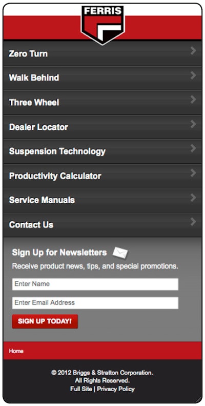 Ferris Mobile Site