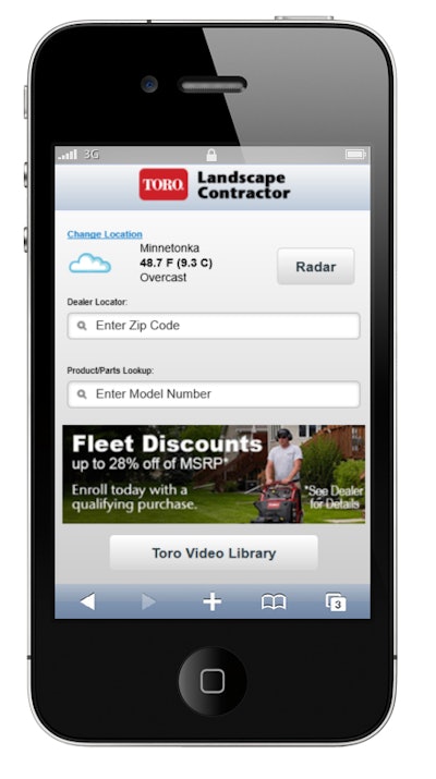 Toro Lce Mobile Homescreen