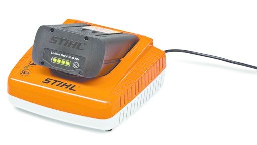 Stihl claims an approximate 35-minute charge time for its AP 160 using its higher-end AL 300 rapid charger.