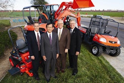 From left to right: Todd Stucke, newly hired as Vice President, Agriculture & Turf Division; Ken Kitao, Kubota Tractor Corporation President; Greg Embury, newly promoted to Senior Vice President, Marketing & Dealer Development; Ted Pederson, recently promoted to Vice President, Construction Equipment and the Northern Division.