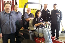 The staff at Pro-Mower & Snow Equipment from left to right: John Agostini (co-owner and service manager), Sean (service coordinator), Larry (service advisor-warranty advocator), Nikki (service writer and advisor), Mark (parts), and co-owner Mike Agostini.