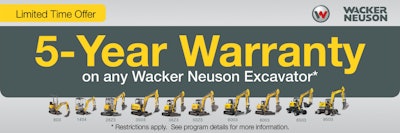 Wacker Neuson 5 Year Warranty