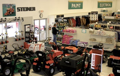 Mast-Lepley Ag-Hardware-Turf in Apple Creek, OH, splits its showroom 50/50 between hardware and power equipment.