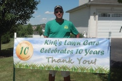 Kirk Brown and Kirk's Lawn Care have been in business for 10 years.