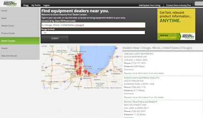 Dealer Locator Screen Grab