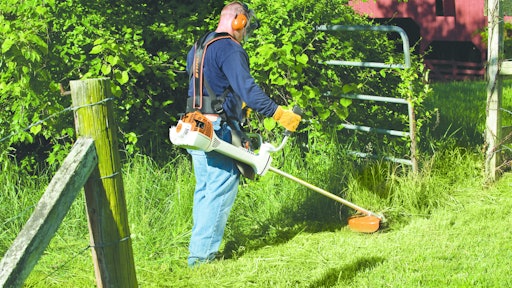 Handheld brushcutters/clearing saws like Stihl's FS 360 C-E can help landscapers tackle heavier growth on remote areas of certain properties.