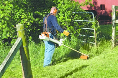 Handheld brushcutters/clearing saws like Stihl's FS 360 C-E can help landscapers tackle heavier growth on remote areas of certain properties.