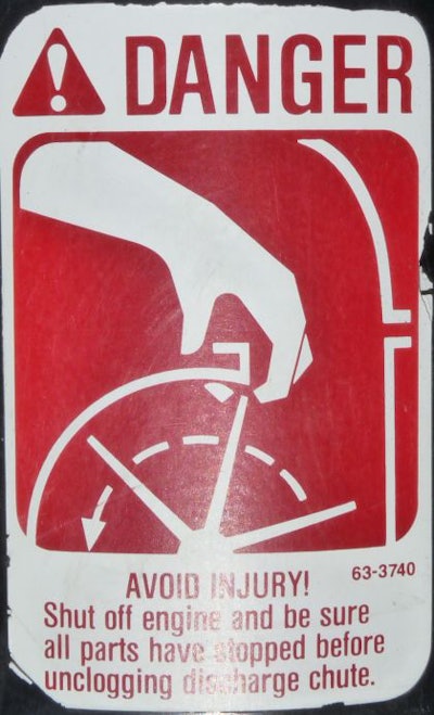 Snowthrower Warning Label