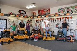 The team at ABC Lawn Equipment (from left to right): Lisa Cooley, accounting; Ray Harney, owner and general manager; Rita Harney, owner; Butch Stephenson, head 4-cycle mechanic; Leroy Hauser, head 2-cycle mechanic; Craig Simpson, service manager