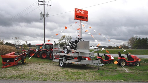 Roadside 'Kubota' signage at a Kubota dealership