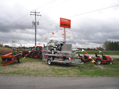 Roadside 'Kubota' signage at a Kubota dealership