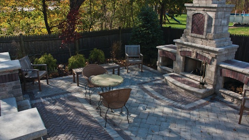 The rise of the outdoor chef has led to a surge in demand for outdoor kitchens. Photo courtesy of Landscape America in Wrentham, MA.