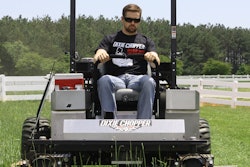 NASCAR driver Ricky Stenhouse Jr. on his Dixie Chopper.
