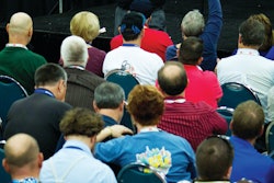 Bob Clements speaks to a packed room of dealers and employees at GIE+EXPO.