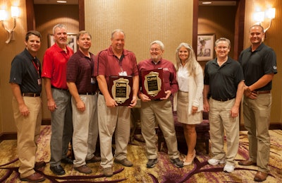 From left to right: Blaine Fields, Country Clipper National Sales Manager; Darrell Viergever, Boettcher Supply; Galen Pahls, Boettcher Supply; Jay Eck, Boettcher Supply; Jeff Conniff, Conniff Sales; Cheri Conniff, Conniff Sales; Carl Shivvers, Country Clipper President; Ian Gilworth, Country Clipper Territory Manager