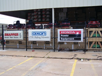 The warehouse of a dealership that carried the Dixon line, among several others
