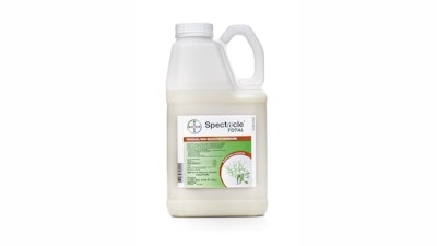 One bottle of Bayer Specticle Total can make up to nine gallons of spray.