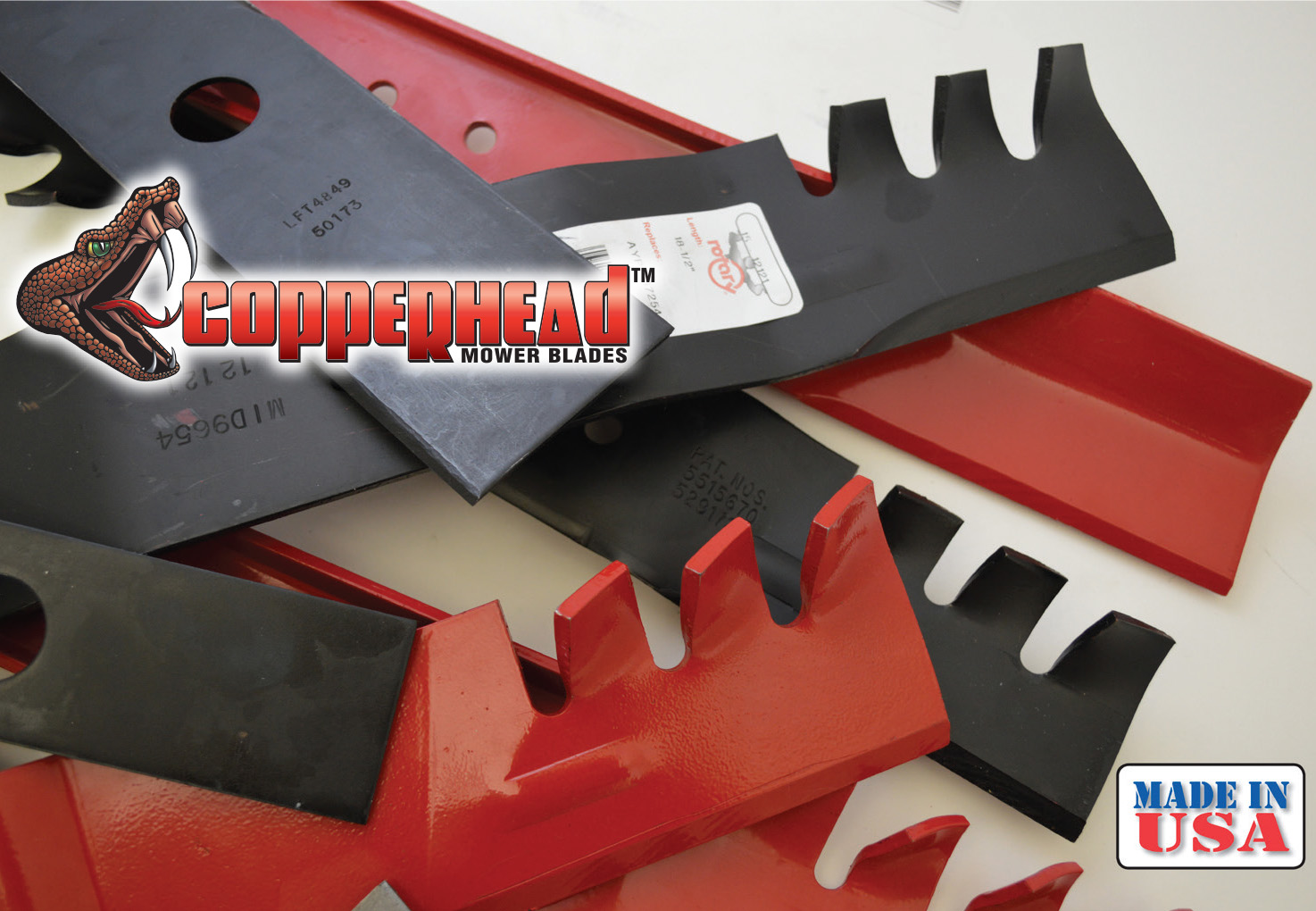 Copperhead Commercial Heavy Duty Multch Blades 3 Blades  60" Cut 7-Iron Deck.USA 