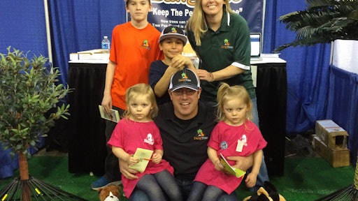 Jonathan Stewart with wife Andrea and children at the Super Pet Expo this past March.