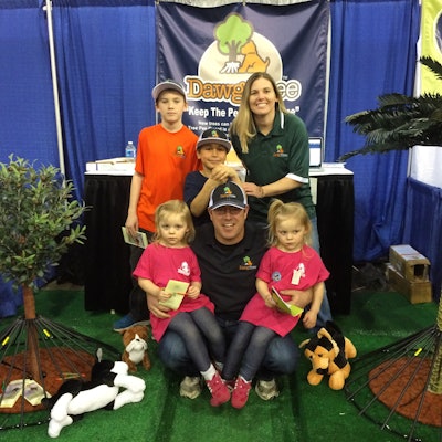 Jonathan Stewart with wife Andrea and children at the Super Pet Expo this past March.