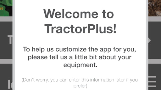 TractorPlus App welcome