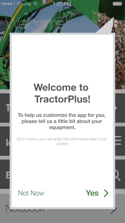TractorPlus App welcome