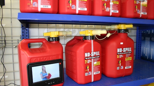 Bassani Power Equipment in Hamburg, NJ, features a unique “no-spill” gas-can. They run a constant video loop which demonstrates how the gas can works and serves as the dealership’s third salesperson, so to speak.