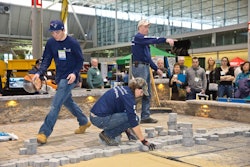 UNH Students build a raised patio on the trade show floor at New England Grows. The next Grows event is scheduled for December 2-4, 2015 in Boston.